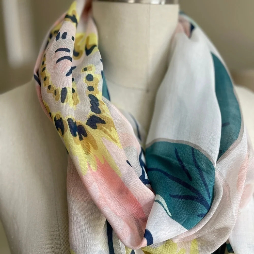 J.Jill Floral Cottagecore Scarf - Measures 25”x70”